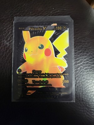 Pokemon Pikachu V Black Foil Fan Art Viny Textured Collector