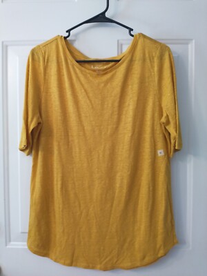 NWT Ann Taylor LOFT Pullover Short Sleeve Mustard Linen Top sz M