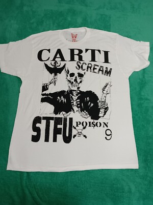 Playboi Carti T-Shirt Size XL Scream Skull Skeleton Poison Magnolia NEW White