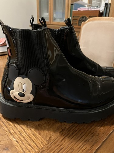Girls Black Mickey Mouse Chelsea Boots By Disney For Zara EU