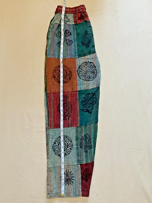 Stone wash, Patchwork Pant, Elastic Waist, Handmade 100% Cotton Unisex Yoga Pant