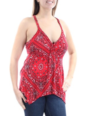 

AMERICAN RAG ЖЕНСКИЙ Красный топ-трапеция с V-образным вырезом и узором Пейсли