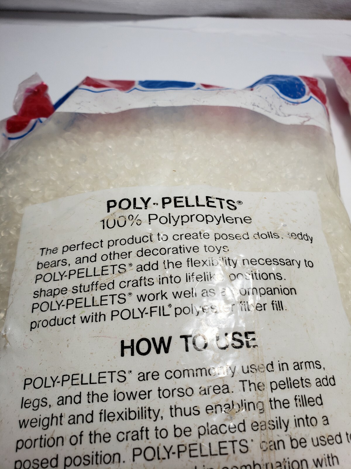 2 Fairfield Poly Pellets Weighted Stuffing Beads 2  x 2# Bags= 4 lbs total PP2