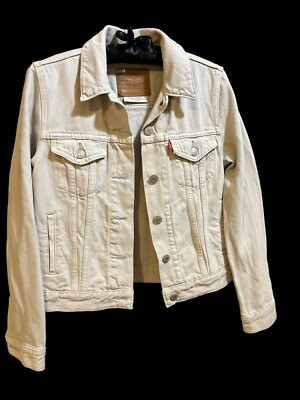 Levi s Original Trucker Jacket stone/ light gray cotton denim jean XS NWOT $98