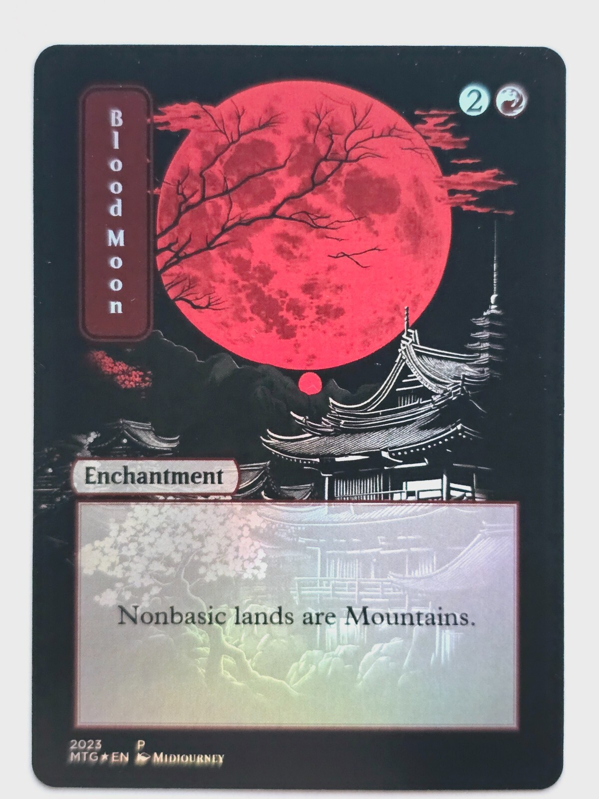 Japanese Style Blood Moon 01 Foil-Altered Art Custom MTG