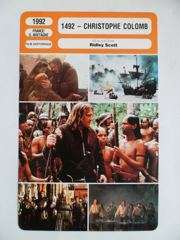Carte Fiche Cinema 1992 1492 Christophe Colomb GÃ©Rard Depardieu Sigourney Weaver