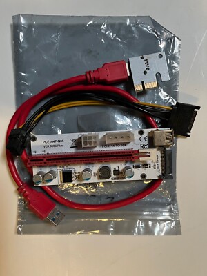 PCI-E Riser Card PCIe 1x to 16x USB Cable + SATA to PCIE Power adapter
