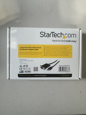 Startech 1 Port FTDI USB to RS232 Serial Null Modem Adapter Cable