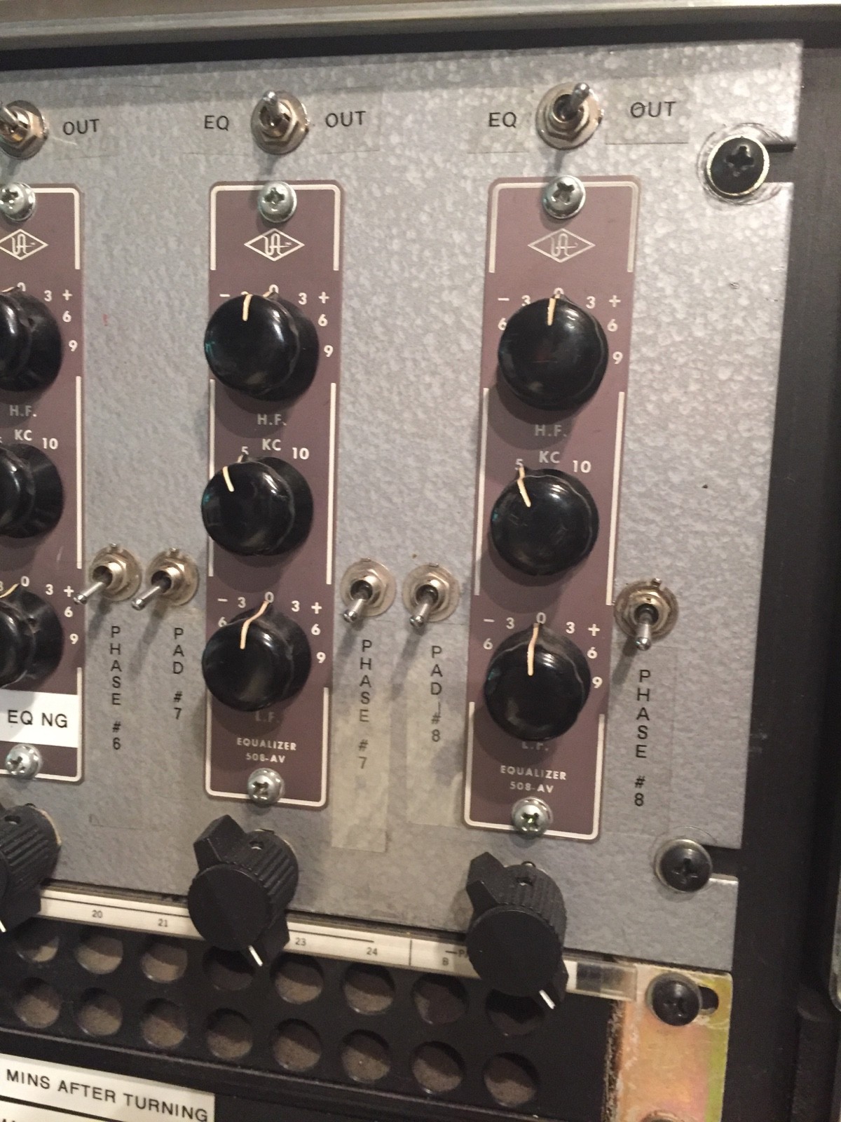 Universal Audio rack of 10 - 1008 tube mic preamps & 508 eqs