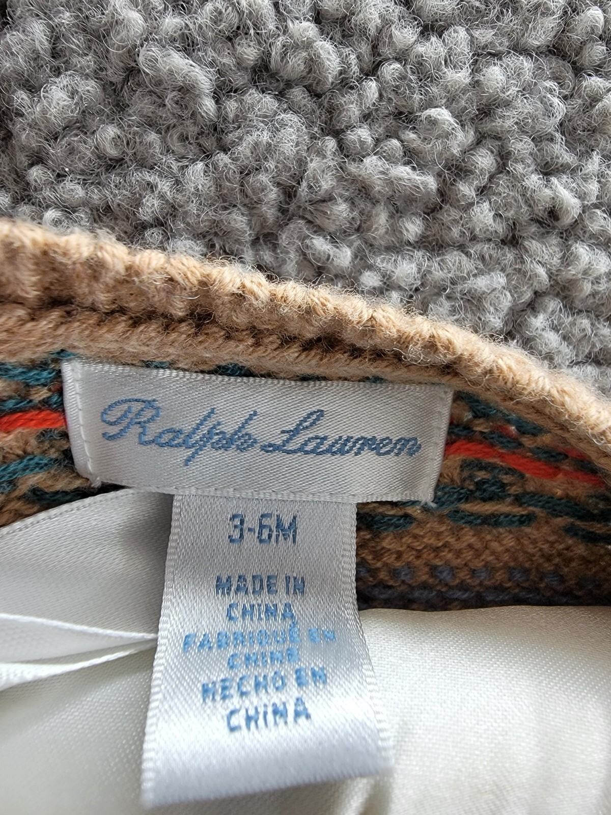 Ralph Lauren Fair Isle Wool Blend Sweater Coveralls Baby Boys' 3-6M Khaki Multi - Picture 13 of 20
