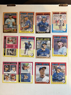 2024 Topps Heritage Toronto Blue Jays (20) Card Team Lot Bichette Hicks Springer