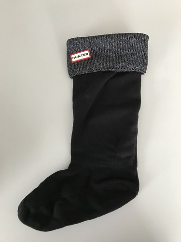 Hunter Original Tall Boot Socks Black Glitter Cuff Size Medium