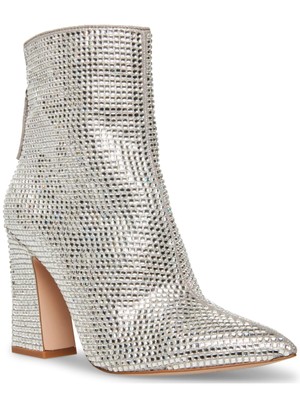 

STEVE MADDEN Женские серебряные ботильоны Sasa со стразами и острым носком на блочном каблуке, размер 7 м, Серебряный, SASA16S1
