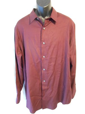 Apt. 9 100% Cotton 15 Neck   Modern Fit Red Berkley Stripe Point Shirt SR$40 NEW