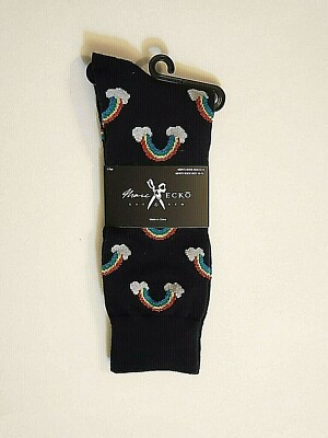 MARC ECKO RAINBOW SOCKS Novelty BLACK (SHOE Sz 6-12) NWT