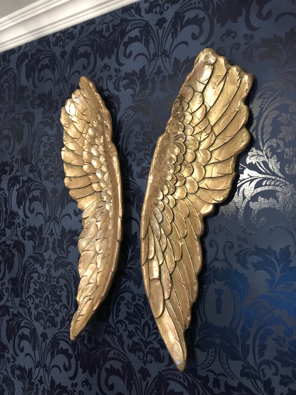 Extra Large Wall Mounted Angel Wings 104cm Antique Gold Wall Hanging