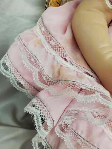 Ashton Drake Pretty in Pink Doll bonnet frilly dress 21" soft squishy real touch