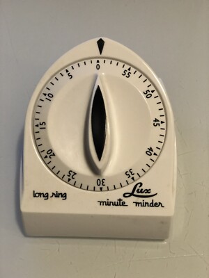 Lux White & Black 60 Minute Minder Kitchen Timer Long Ring