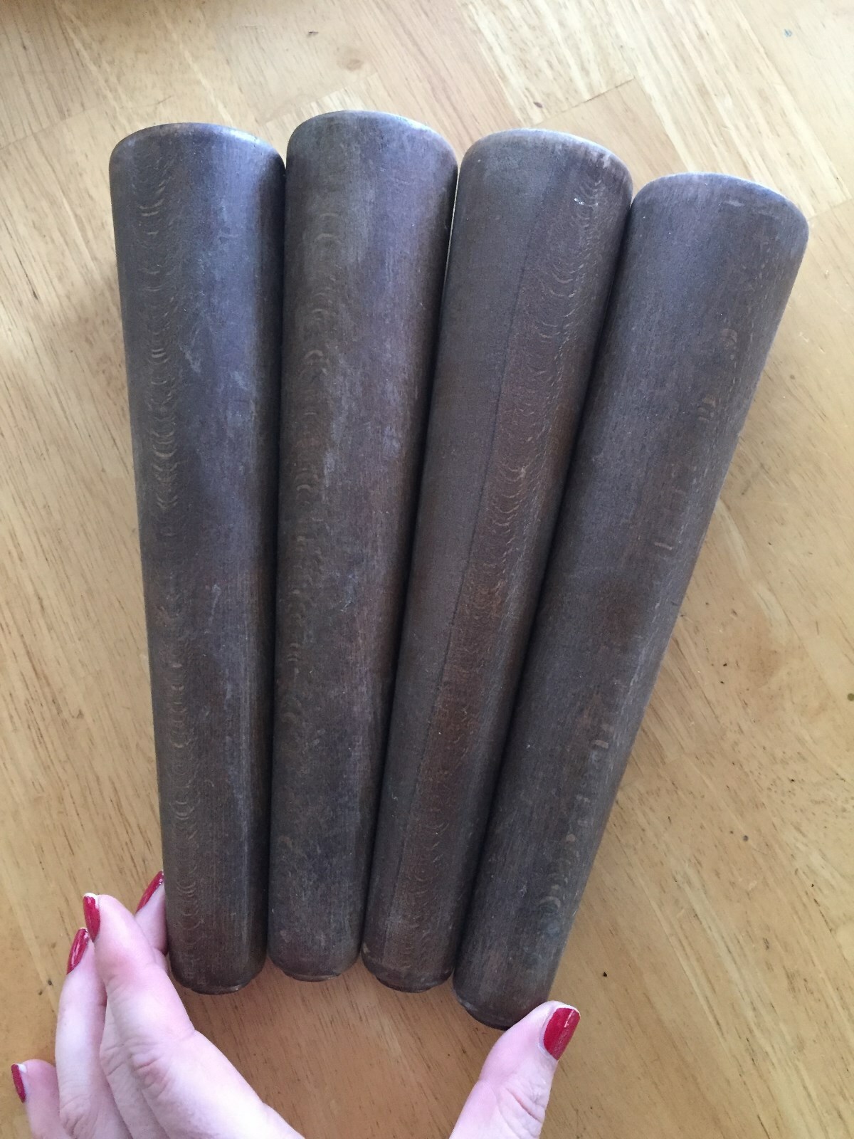SET 4 Vintage Mid-Century Modern Tapered Wood Furniture Legs screw in Japan 10