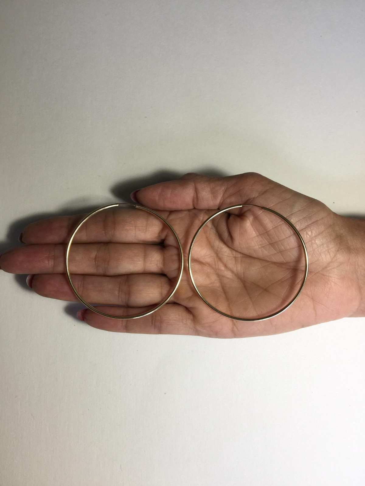 専用　90包 14K GOLD PLATED ENDLESS HOOP EARRINGS 2 x 60MM J156 | eBay