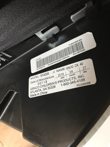 Graco SnugRide Click Connect 40 Infant Car Seat Black & Green pinstripe.