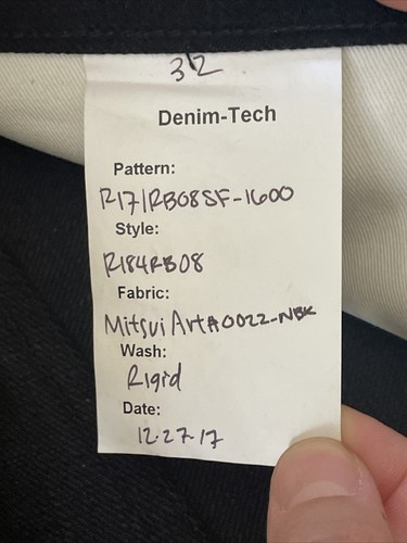 RRL 512 RRL JEANS MEN'S STRAIGHT LEG MITSUI ART RIGID RAW BLACK DENIM SIZE 32