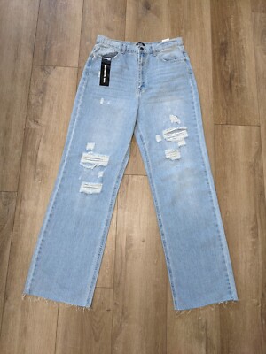 Simple Society Size 9/29 Distressed Jeans Light Wash Super High Rise