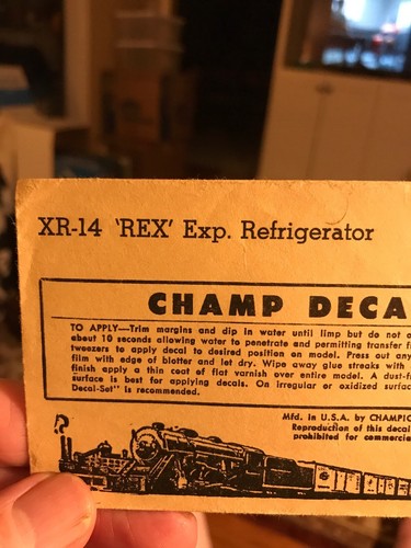 Champ O scale Decals XR-14 REX Exp Refrigerator Complete