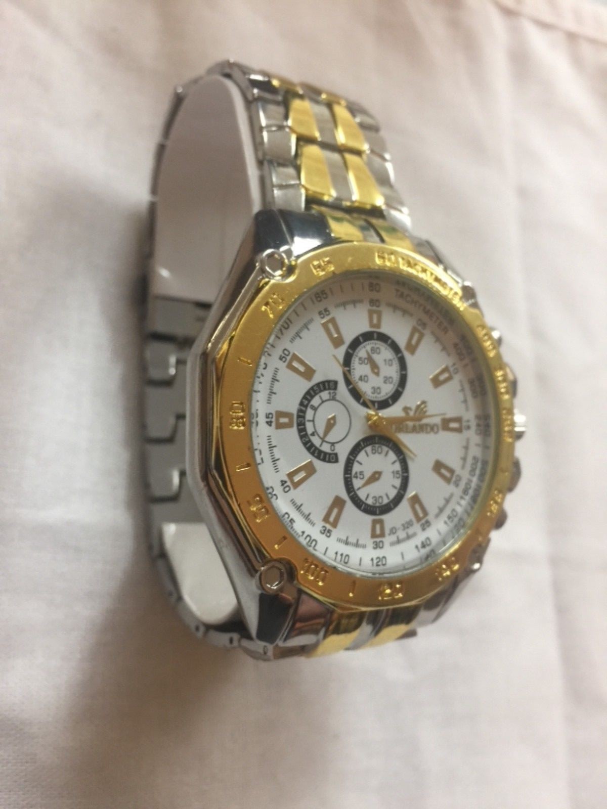 New mens Orlando quartz  watch water resistance tachymeter stainless beauty
