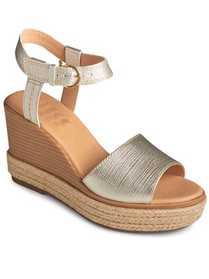 

SPERRY Женские золотистые кожаные эспадрильи Fairwater с круглым носком на танкетке, 8 м, Золотой, STS86103