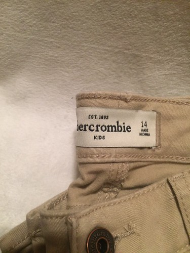 Justice Girls Peace Hooded Long Sleeve Shirt 14& Abercrombie Tan Slim Jeans 14