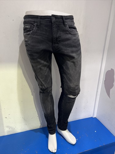 JORDAN CRAIG BLACK SHADOW  ROSS FIT JEANS WITH KNEE RIP