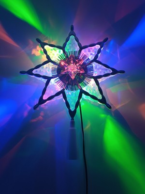 New in Package~Enchanted Forest Glimmering Multicolor Star Tree Topper~ Plug In