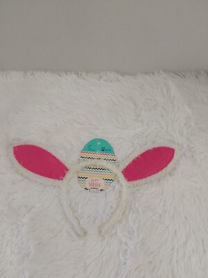 Scunci Happy Spring White Furry Bunny Ears Headband W/Pink Ears BNWT!