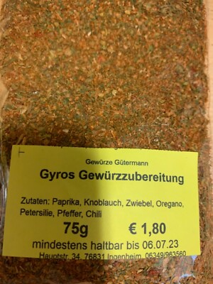 Gyros Gewürzmischung 75g -OHNE ZUSATZSTOFFE- Gewürze Gütermann