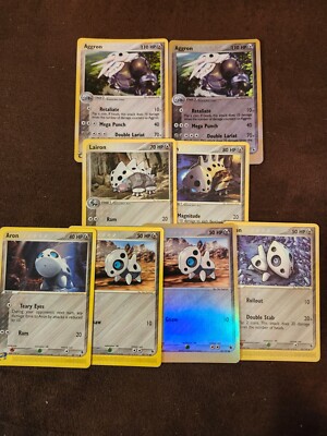 Pokemon Cards Aggron Reverse Holo & Holo plus evolutionary line (Ruby/Sapphire)