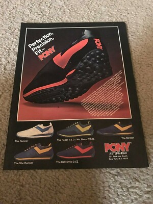 1978 PONY RUNNER STRIDER RACER VSD CALIFORNIA I II Running Shoes Poster Print Ad
