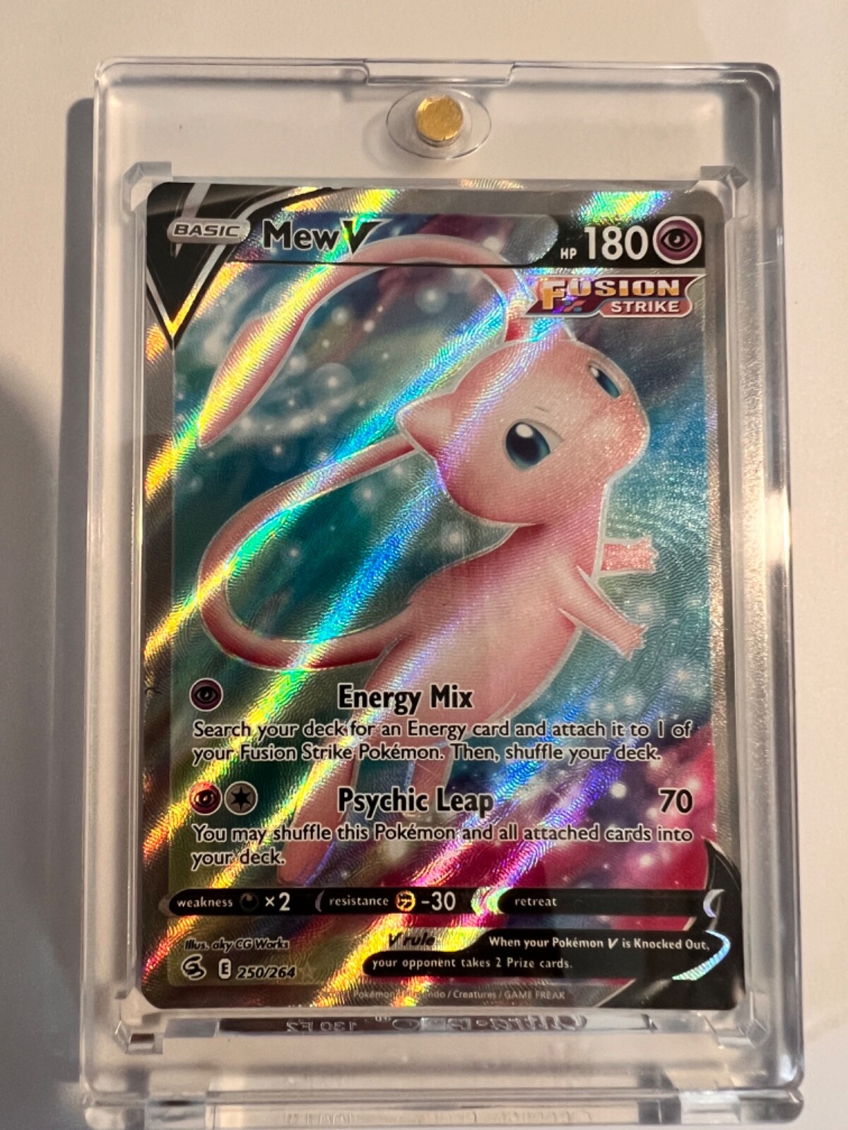 mio★ Mew V HP 180 Fusion Strike 250/264 Pokémon Card, Rare, Full