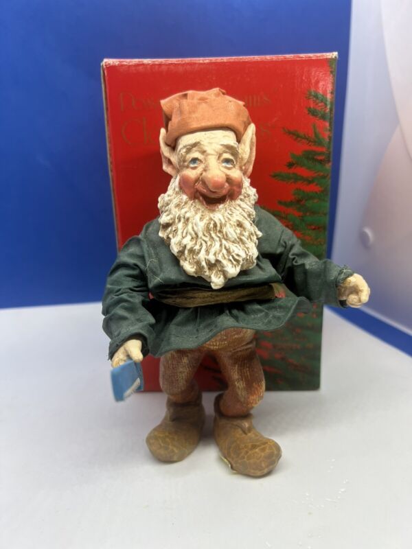 Vintage 1988 Clothtique Possible Dreams 7" Green Working Elf Toy Maker Saw