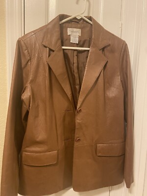 Chadwick s Women s Leather Notch Lapel Blazer Jacket Size 10