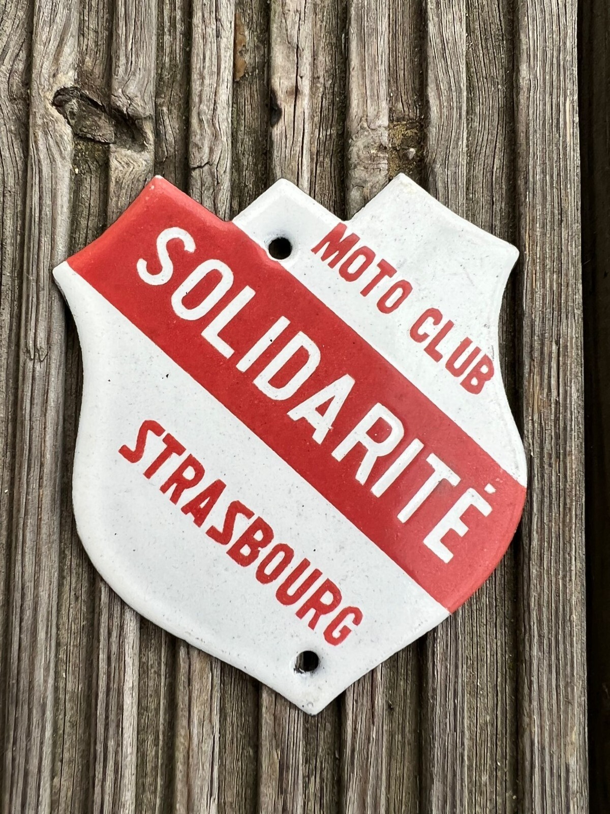 Moto Club Strasbourg Solidarite France Motorcycle Motorbike Badge Enamel Emblem