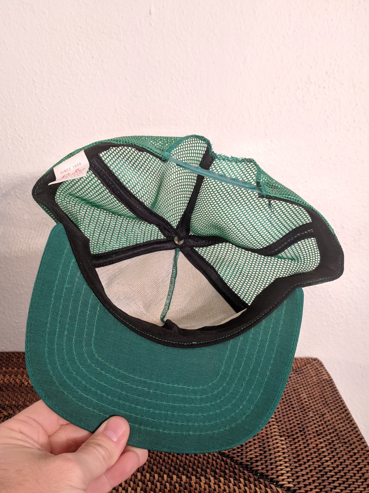 Vintage IMCO Oil Rig Halliburton Company Green Snapback Mesh Hat Patch Cap  RARE