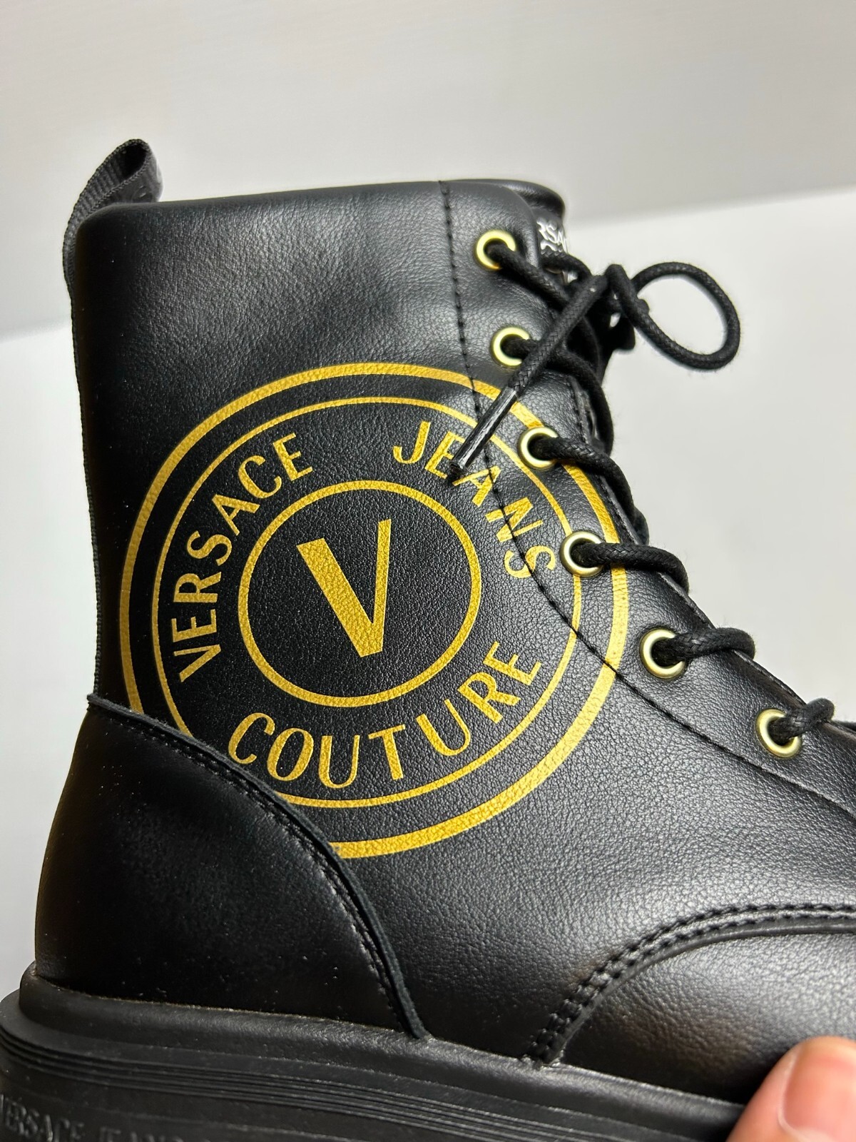 Pre-owned Versace Jeans Couture Black Syrius Boots Women Size It 39/us 9 73ya3s39 Logo