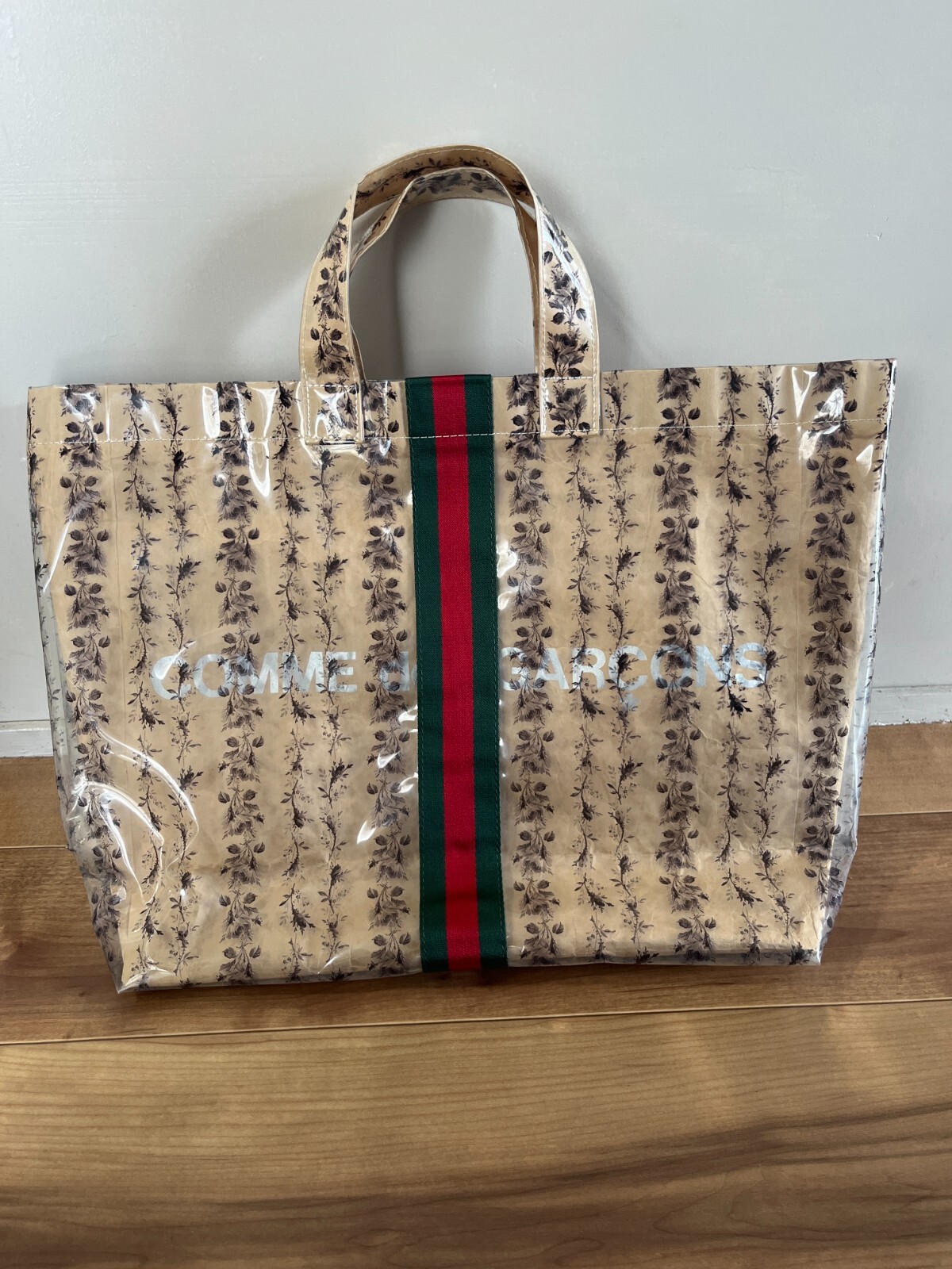 Gucci Comme des Garçons PVC Tote Bag Beige Auth Women from