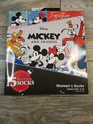 Women's Mickey Mouse & Friends 15 Days of Socks Advent Calendar Sizes 4-10