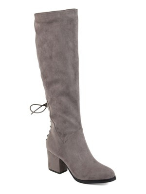 

JOURNEE COLLECTION Женские серые кружевные ботинки Leeda с круглым носком на блочном каблуке, Серый, LEEDA-GRY-100XWC