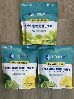 3x Sugar-Free Liquid IV Lemoned / Green Grape   42 Stick Total -NEW! (3 bags)