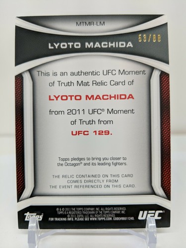 Lyoto Machida UFC 2011 Topps Moment Of Truth Mat Relic Onyx 53/88