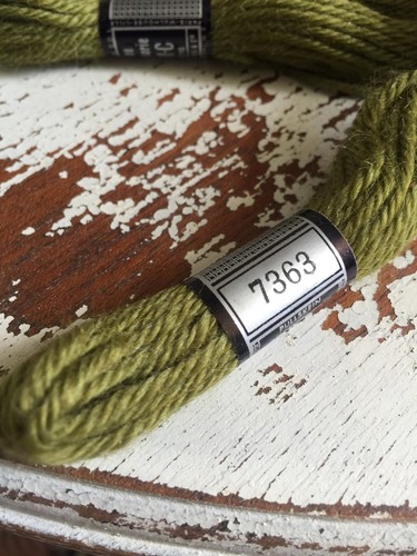 Tapestry 100% Wool Laine Colbert DMC France Lot Of 4 #7363 Green Shade VTG