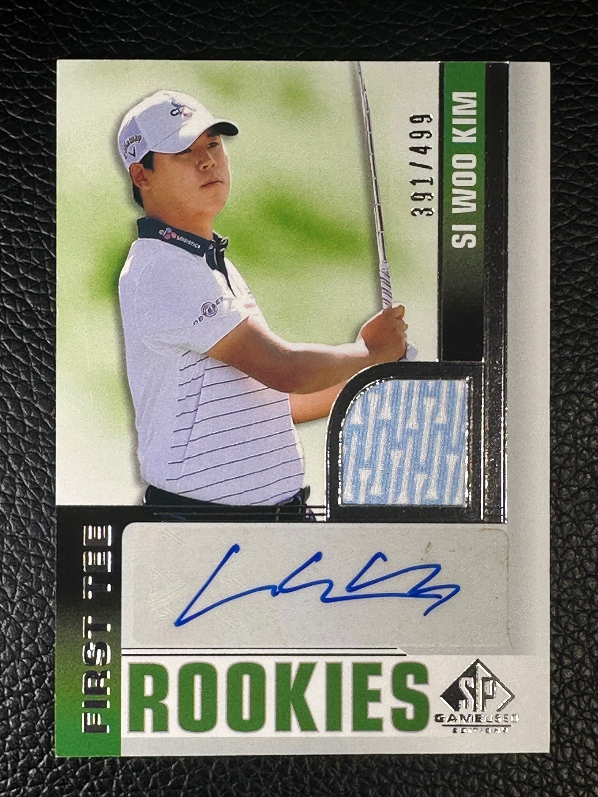 2021 Upper Deck SP Game Used First Tee Rookies Si Woo Kim /499 Auto Wardrobe RC